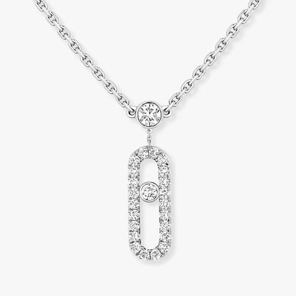 [Lumina]2 Rows Rose Gold Diamond Pave_ Necklace Move Uno