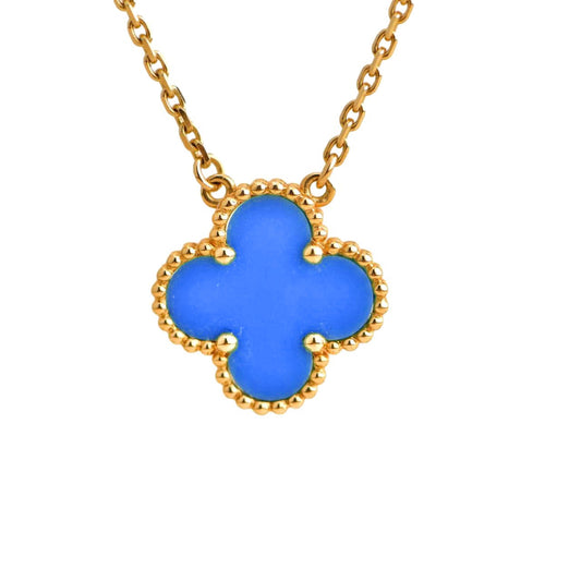 [Lumina]CLOVER 15MM BLUE AGATE NECKLACE
