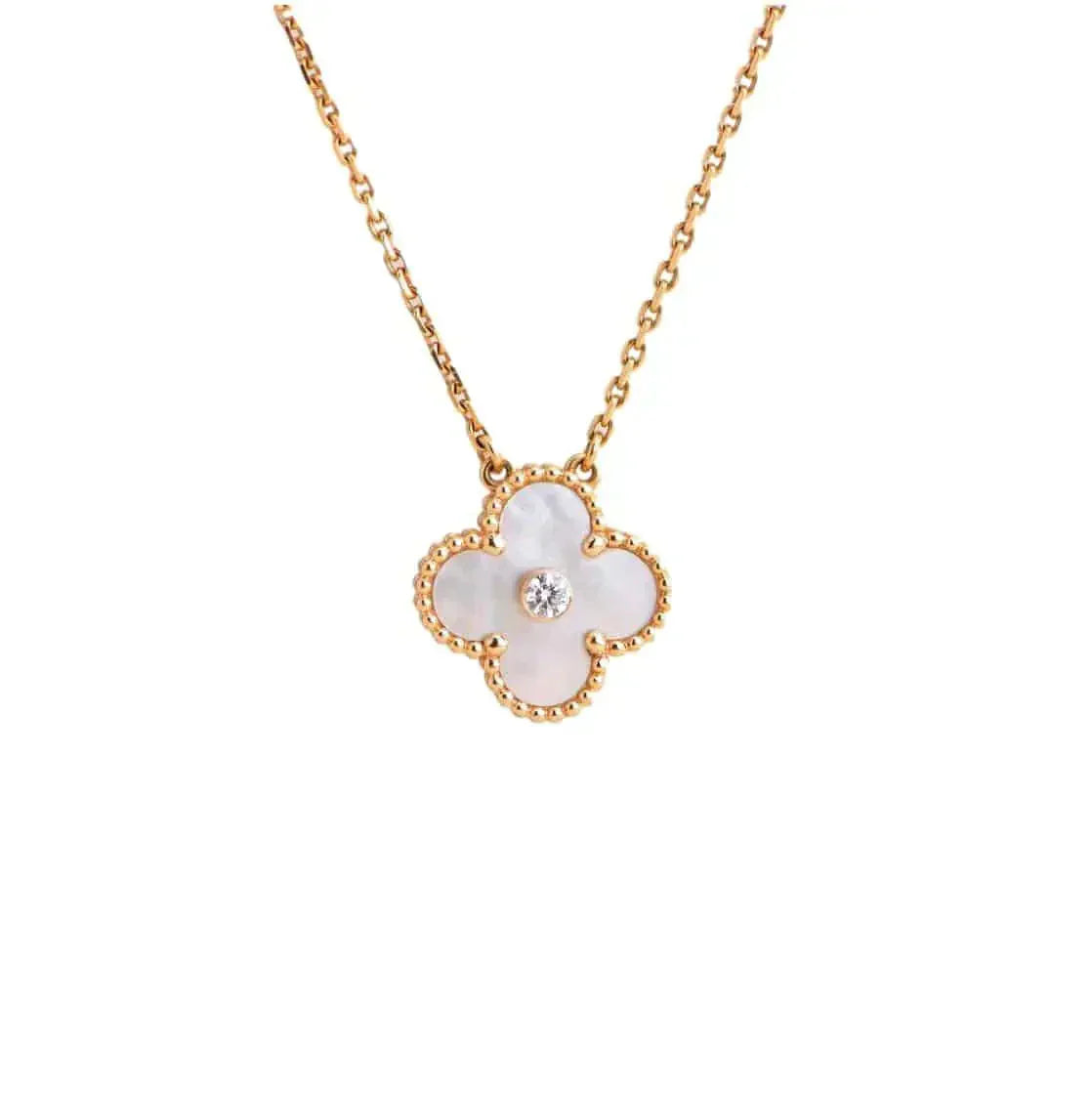 [Lumina]CLOVER 15MM DIAMOND WHITE FRITILLARIA NECKLACE