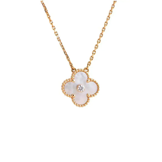 [Lumina]CLOVER 15MM DIAMOND WHITE FRITILLARIA NECKLACE