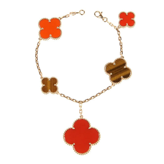 [Lumina]CLOVER BRACELET 5 MOTIFS CARNELIAN TIGER EYE