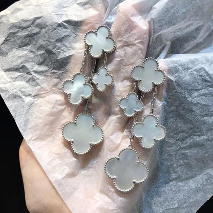 [Lumina]CLOVER EARRINGS WHITE MOP 4 MOTIFS SILVER