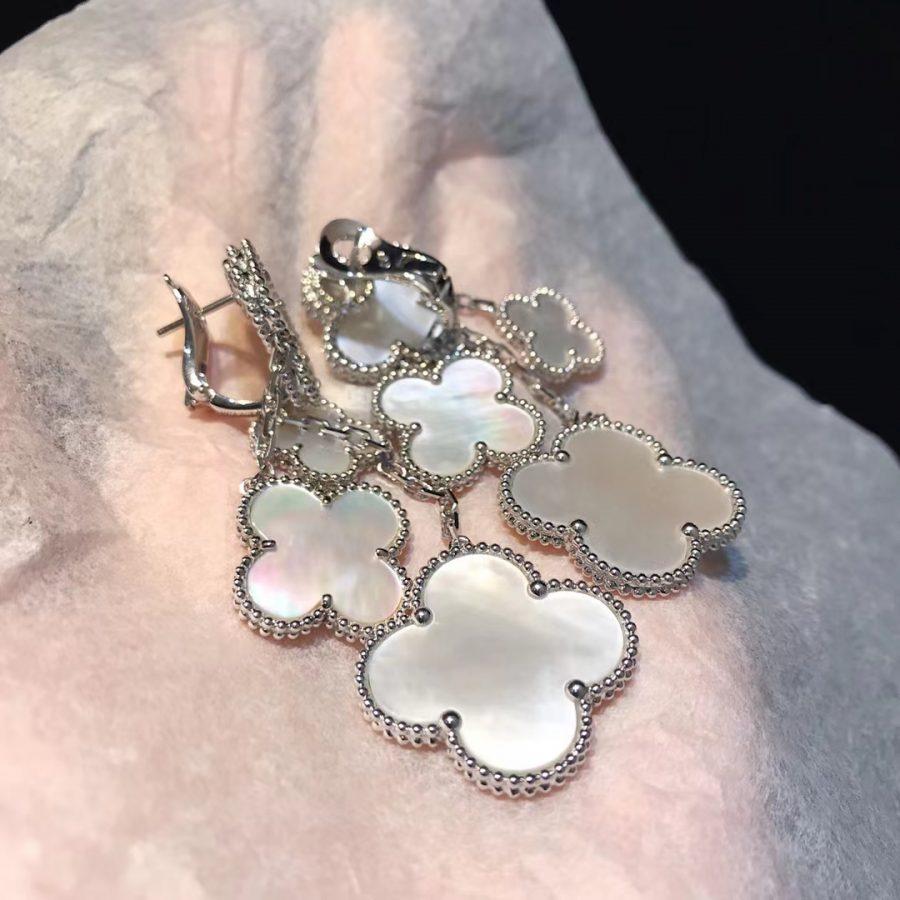 [Lumina]CLOVER EARRINGS WHITE MOP 4 MOTIFS SILVER