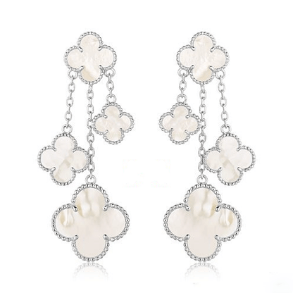 [Lumina]CLOVER EARRINGS WHITE MOP 4 MOTIFS SILVER