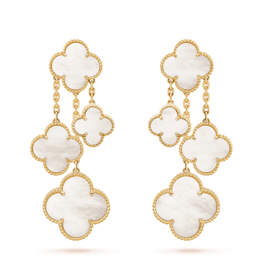[Lumina]CLOVER EARRINGS WHITE MOP 4 MOTIFS GOLD