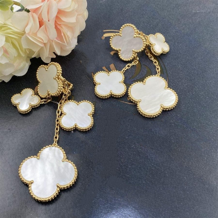 [Lumina]CLOVER EARRINGS WHITE MOP 4 MOTIFS GOLD