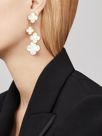 [Lumina]CLOVER EARRINGS WHITE MOP 4 MOTIFS GOLD