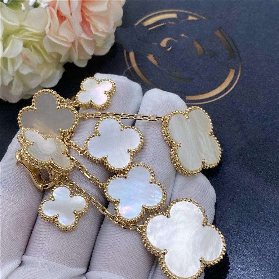 [Lumina]CLOVER EARRINGS WHITE MOP 4 MOTIFS GOLD
