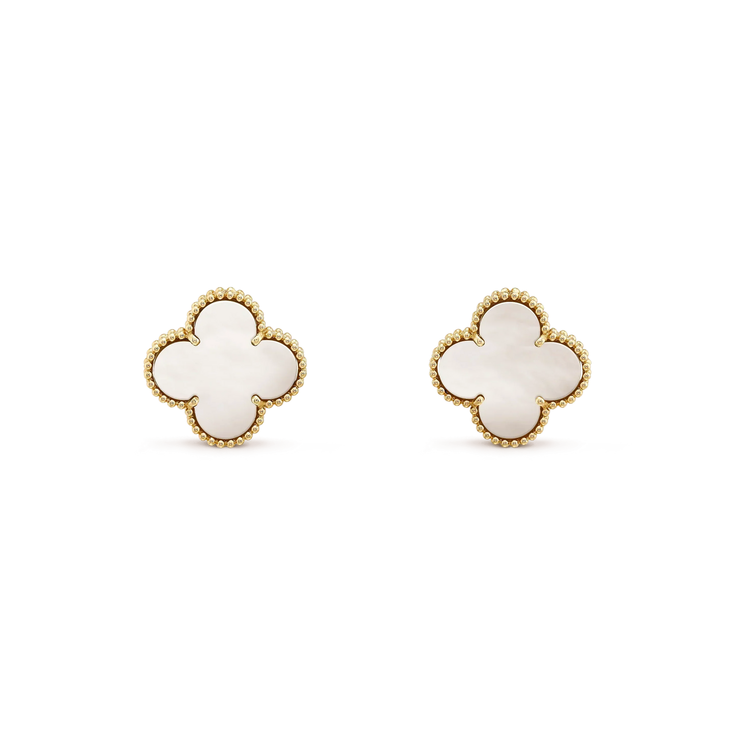 [Lumina]CLOVER MEDIUM 1 MOTIFS  WHITE MOP STUD EARRINGS