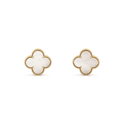 [Lumina]CLOVER MEDIUM 1 MOTIFS  WHITE MOP STUD EARRINGS