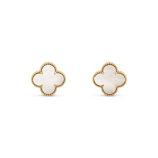 [Lumina]CLOVER MEDIUM 1 MOTIFS  WHITE MOP STUD EARRINGS