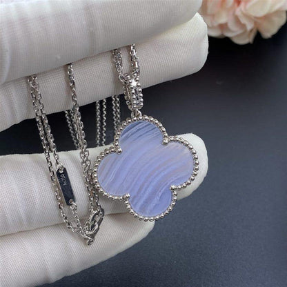 [Lumina]CLOVER SILVER CHALCEDONY BIG CLOVER NECKLACE