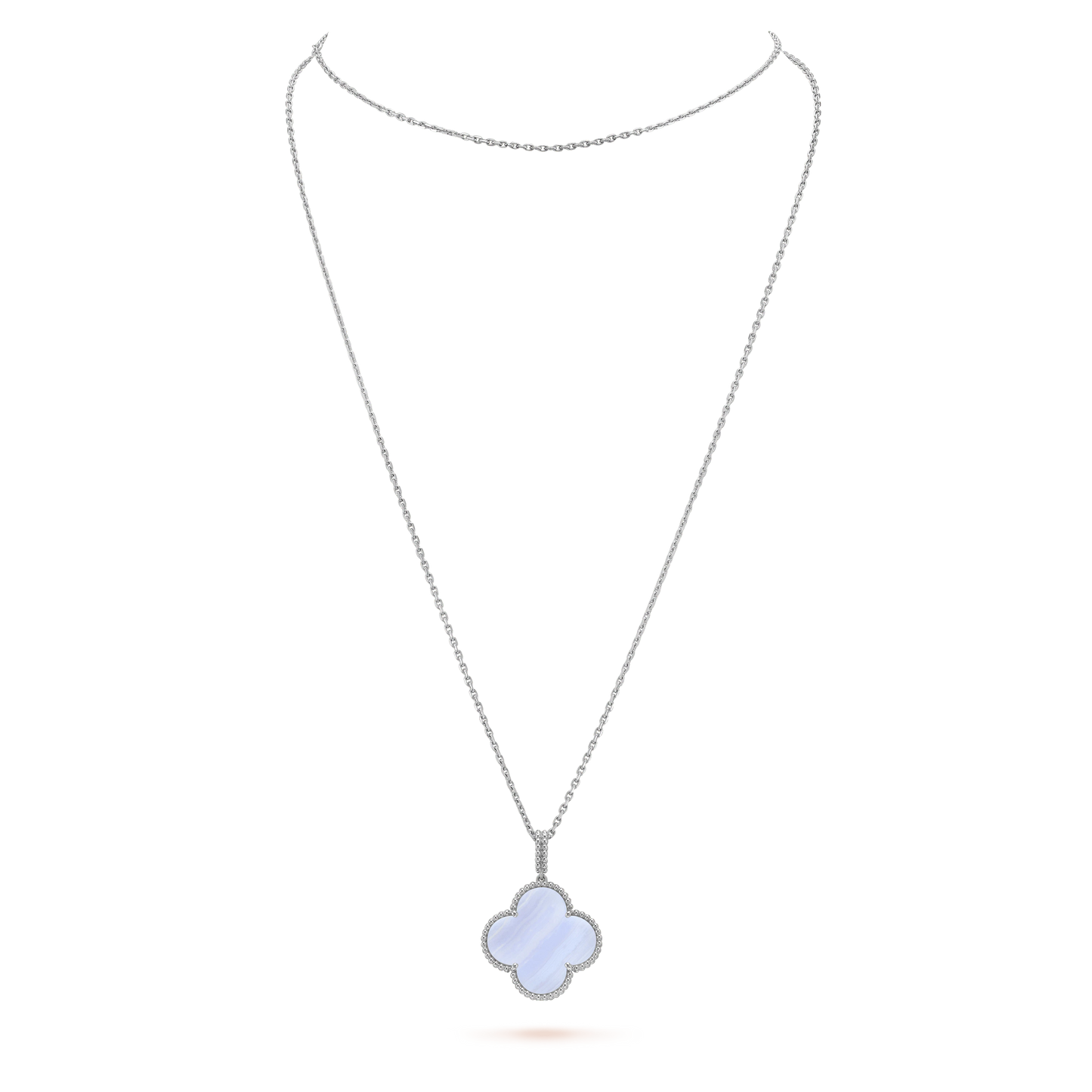 [Lumina]CLOVER SILVER CHALCEDONY BIG CLOVER NECKLACE