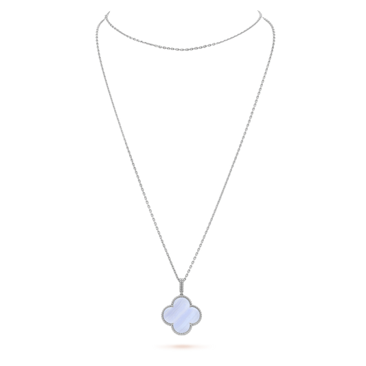 [Lumina]CLOVER SILVER CHALCEDONY BIG CLOVER NECKLACE