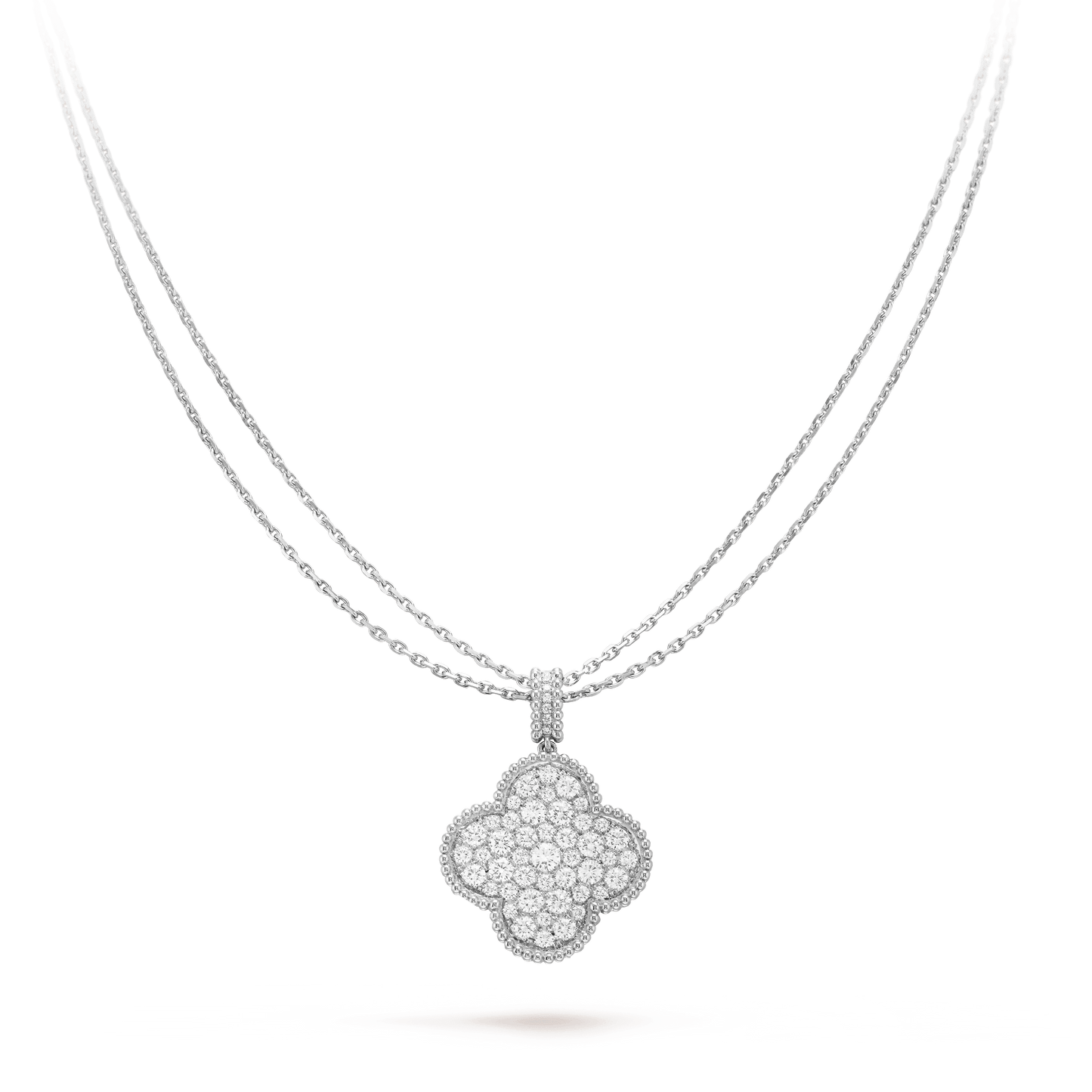 [Lumina]CLOVER 25MM SILVER FULL DIAMOND BIG CLOVER NECKLACE
