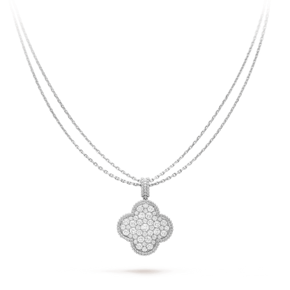 [Lumina]CLOVER 25MM SILVER FULL DIAMOND BIG CLOVER NECKLACE