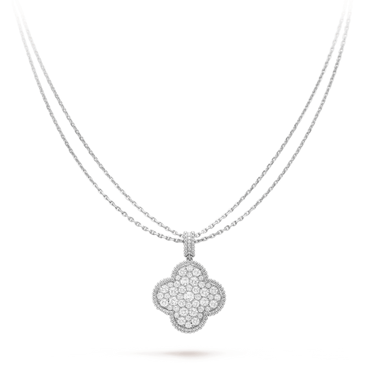 [Lumina]CLOVER 25MM SILVER FULL DIAMOND BIG CLOVER NECKLACE