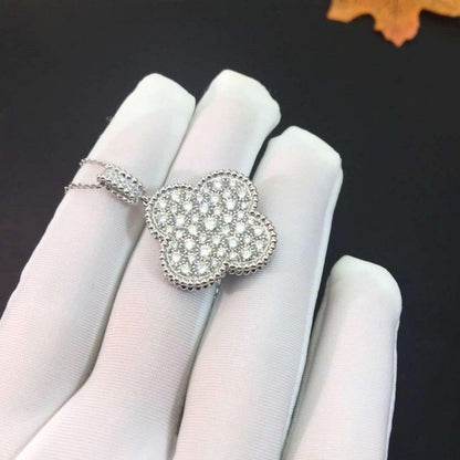 [Lumina]CLOVER 25MM SILVER FULL DIAMOND BIG CLOVER NECKLACE