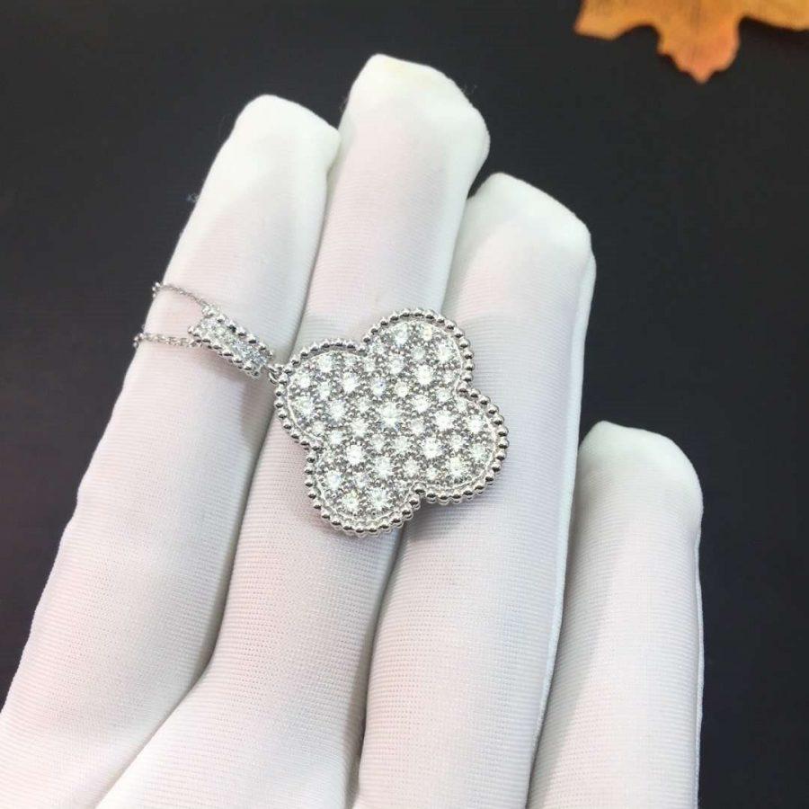 [Lumina]CLOVER 25MM SILVER FULL DIAMOND BIG CLOVER NECKLACE