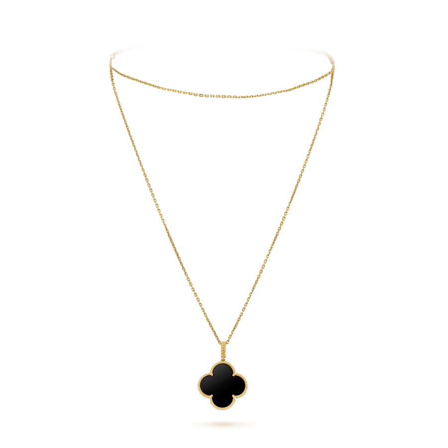 [Lumina]CLOVER 25MM GOLD ONYX BIG CLOVER NECKLACE