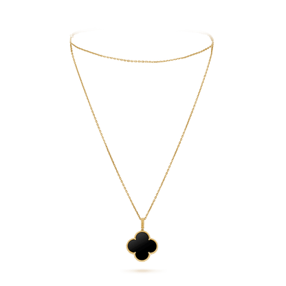 [Lumina]CLOVER 25MM GOLD ONYX BIG CLOVER NECKLACE