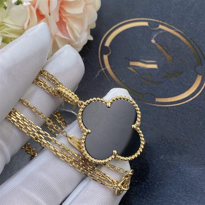 [Lumina]CLOVER 25MM GOLD ONYX BIG CLOVER NECKLACE