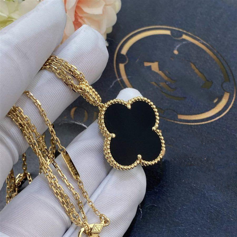 [Lumina]CLOVER 25MM GOLD ONYX BIG CLOVER NECKLACE