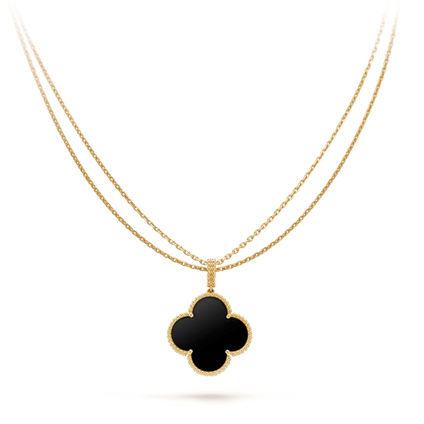 [Lumina]CLOVER 25MM GOLD ONYX BIG CLOVER NECKLACE