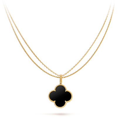 [Lumina]CLOVER 25MM GOLD ONYX BIG CLOVER NECKLACE