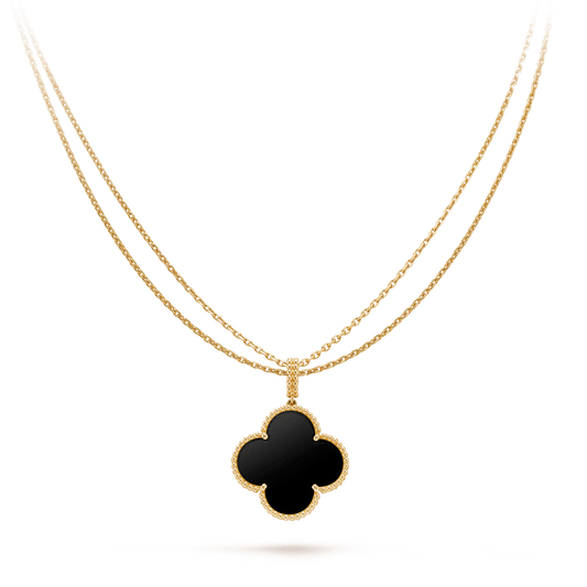 [Lumina]CLOVER 25MM GOLD ONYX BIG CLOVER NECKLACE