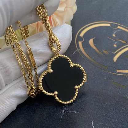 [Lumina]CLOVER 25MM GOLD ONYX BIG CLOVER NECKLACE
