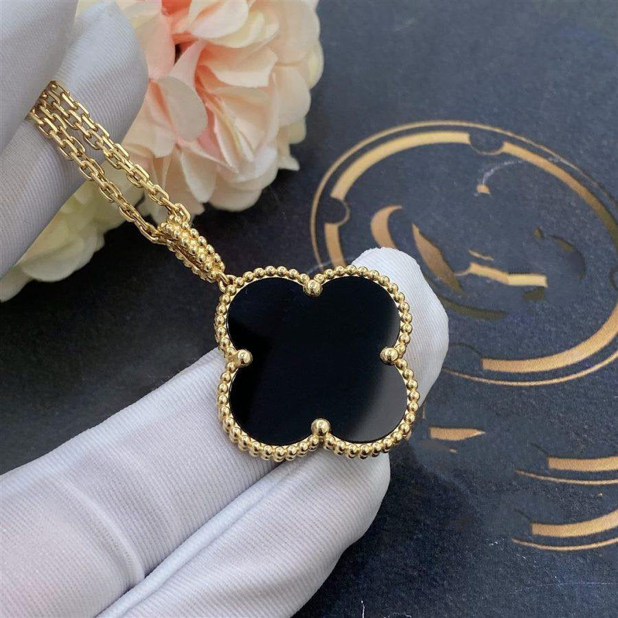 [Lumina]CLOVER 25MM GOLD ONYX BIG CLOVER NECKLACE