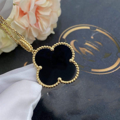 [Lumina]CLOVER 25MM GOLD ONYX BIG CLOVER NECKLACE