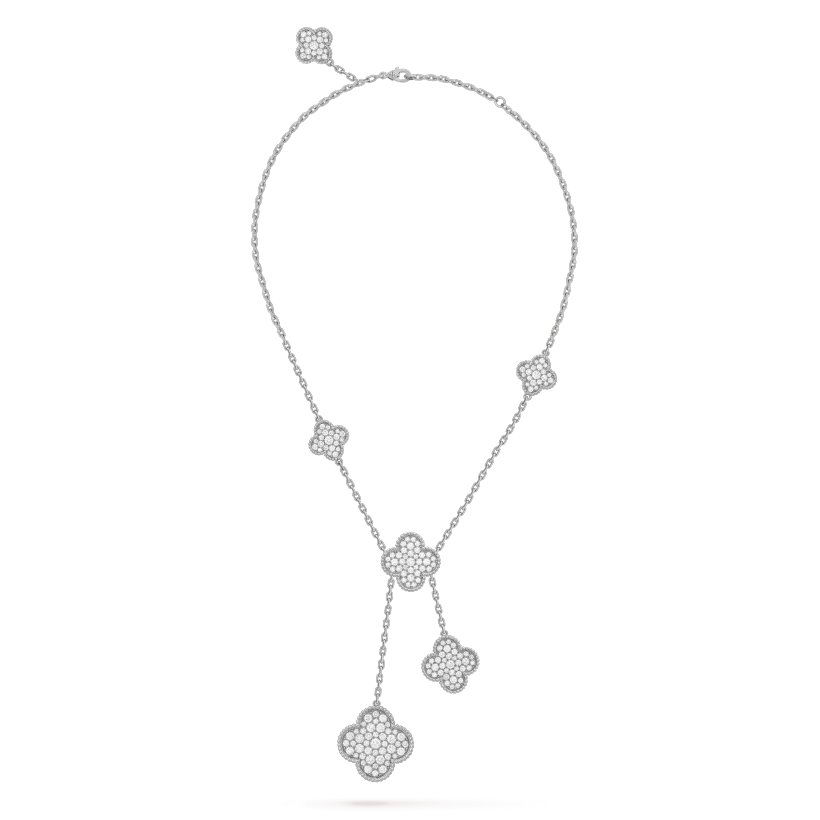 [Lumina]CLOVER 5 MOTIFS SILVER DIAMONDS NECKLACE