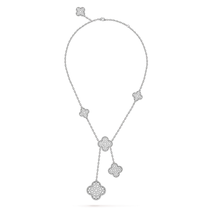 [Lumina]CLOVER 5 MOTIFS SILVER DIAMONDS NECKLACE