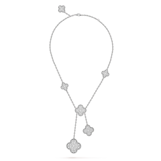 [Lumina]CLOVER 5 MOTIFS SILVER DIAMONDS NECKLACE