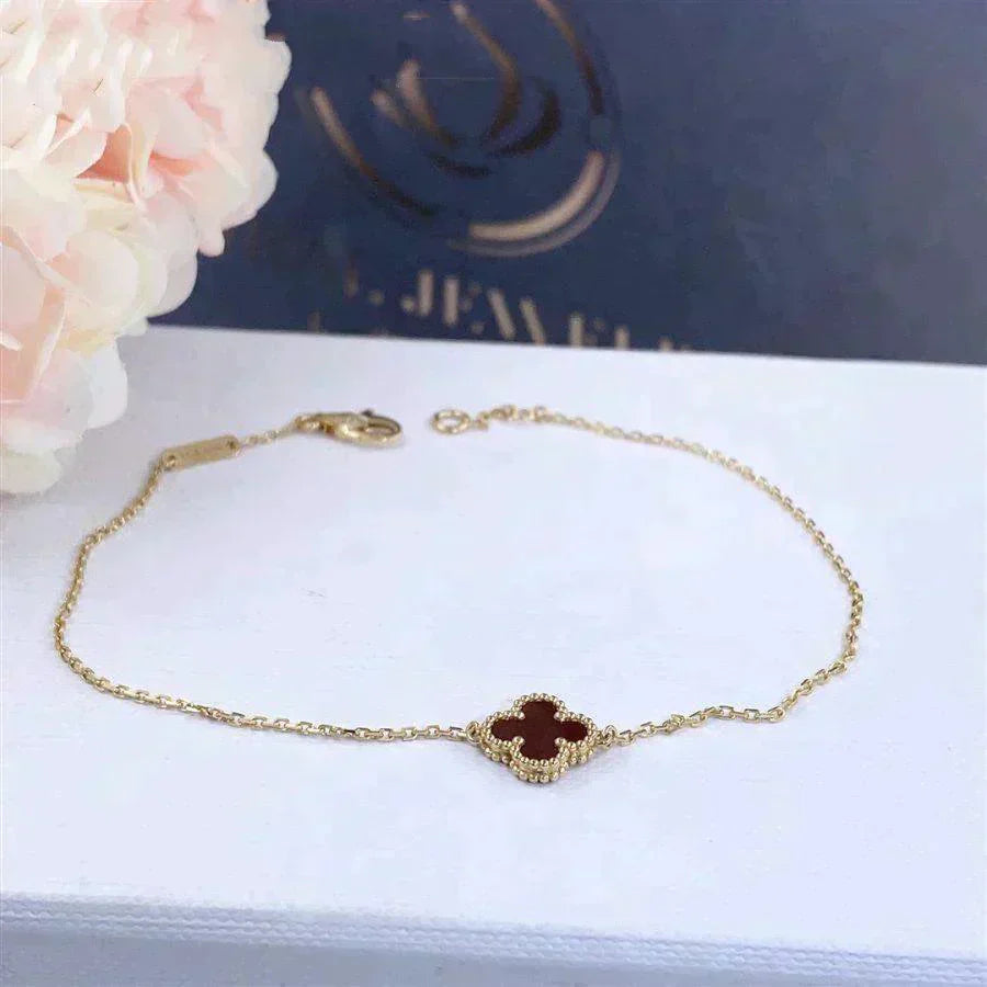 [Lumina]CLOVER  CARNELIAN SINGLE FLOWER BRACELET
