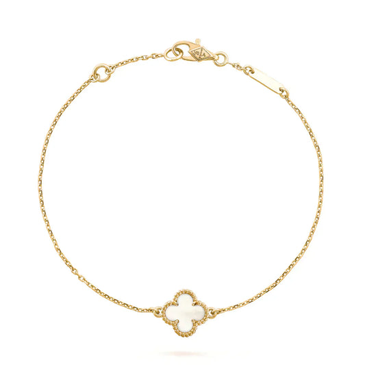 [Lumina]CLOVER WHITE MOP SINGLE FLOWER BRACELET