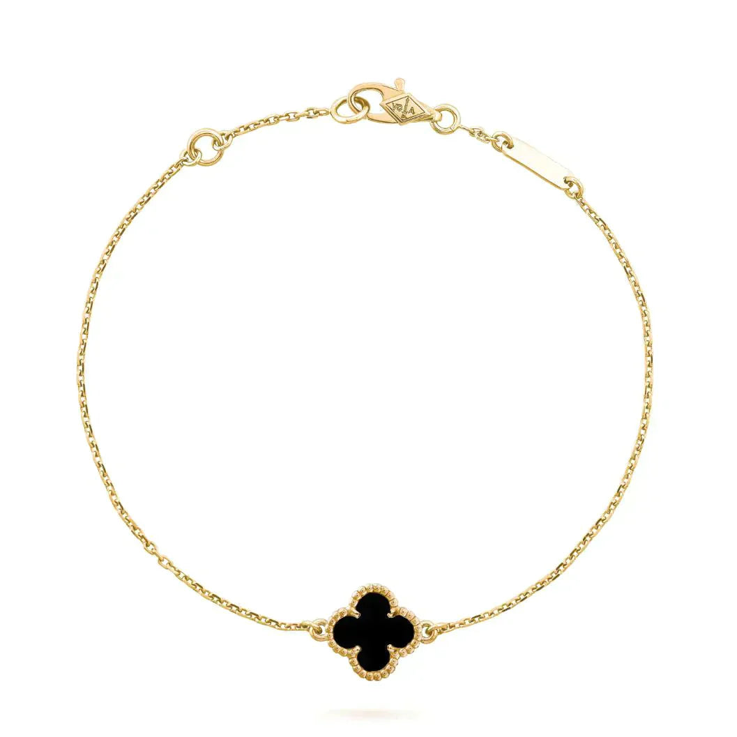 [Lumina]CLOVER ONYX SINGLE FLOWER BRACELET