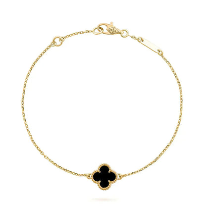 [Lumina]CLOVER ONYX SINGLE FLOWER BRACELET
