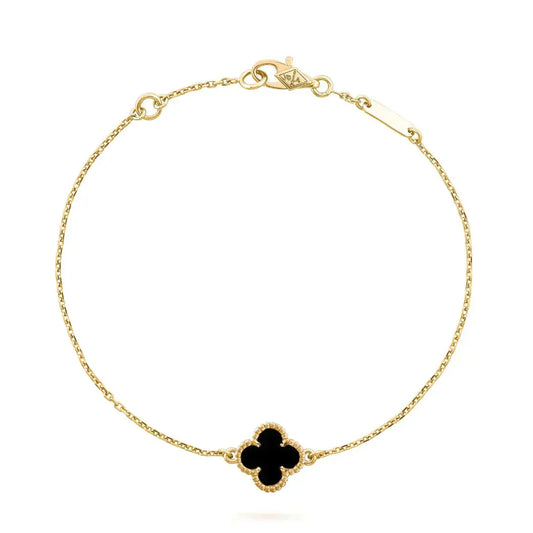 [Lumina]CLOVER ONYX SINGLE FLOWER BRACELET