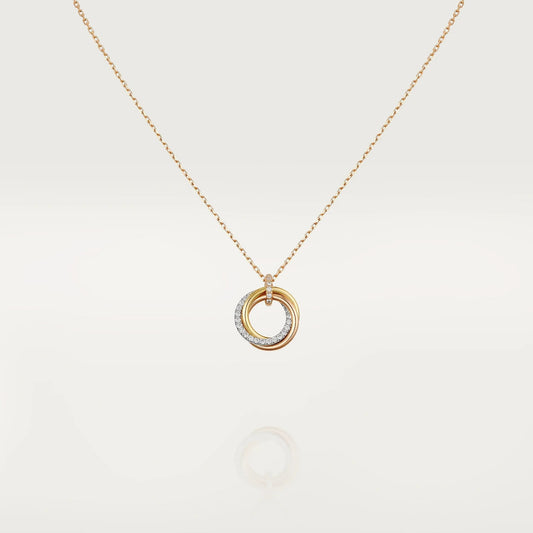 [Lumina]TRINITY NECKLACE SILVER GOLD PINK GOLD DIAMONDS