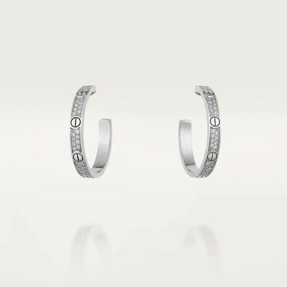 [Lumina]LOVE DIAMOND SILVER HOOP EARRINGS