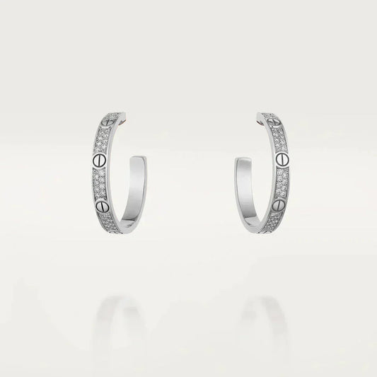 [Lumina]LOVE DIAMOND SILVER HOOP EARRINGS