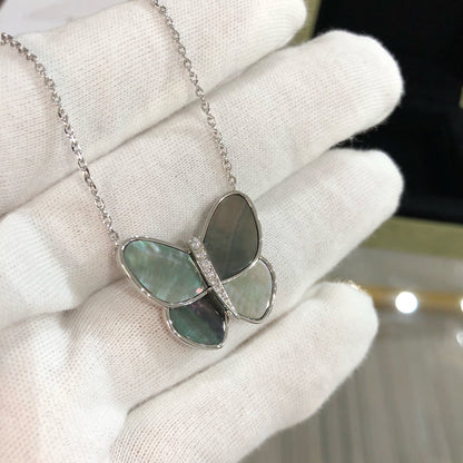 [Lumina]LARGE BUTTERFLY SILVER PENDANT DIAMOND NECKLACE
