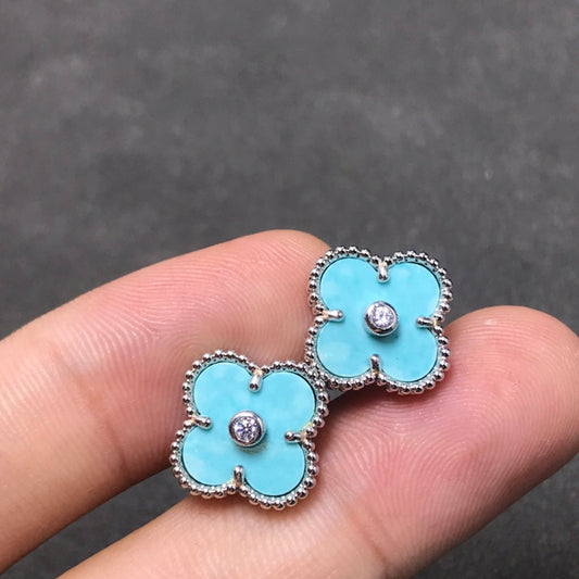 [Lumina]CLOVER 1 DIAMOND BLUE SKY SILVER EARRINGS