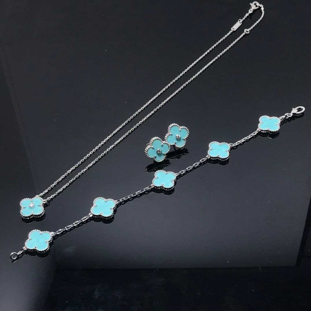 [Lumina]CLOVER 1 DIAMOND BLUE SKY SILVER EARRINGS