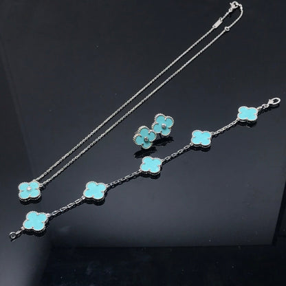 [Lumina]CLOVER 1 DIAMOND BLUE SKY SILVER EARRINGS