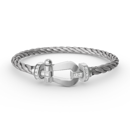 [Lumina]FORCE LARGE HORSESHOE HALF DIAMOND BRACELET SILVER