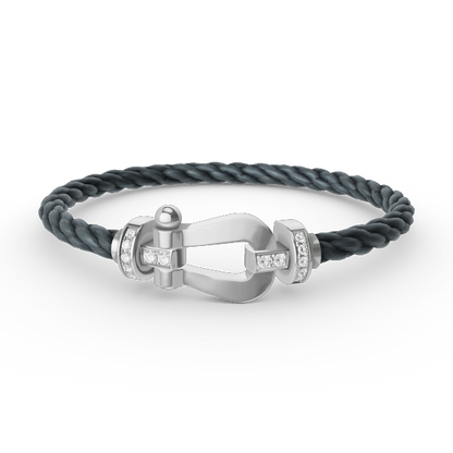 [Lumina]FORCE LARGE HORSESHOE HALF DIAMOND BRACELET SILVER